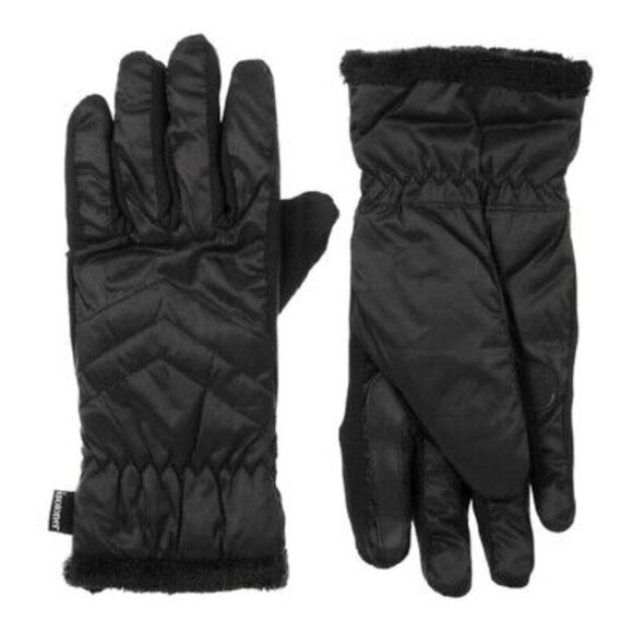 Isotoner Women’s Black SleekHeat touchscreen capability Quilted Gloves S… - Picture 3 of 9